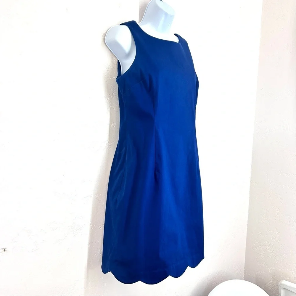 Southern Tide Charleston Scallop Sheath Dress Yacht Blue Size 4 Classic Preppy